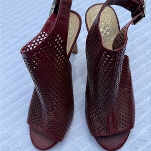 Vince Camuto Red Stiletto Heels with Lattice Design